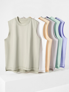 Camiseta sin mangas de color liso para hombre, cuello redondo, estilo casual de punto, verde menta - Product Image 3