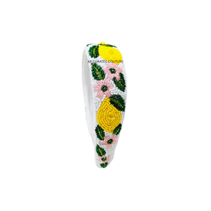 Diadema con cuentas con diseño de palmera al atardecer, hecha a mano, accesorio de moda casual para el cabello para mujer, diadema estrecha con cuentas. - Product Image 2