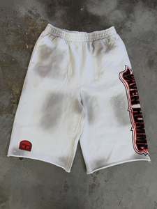 Shorts longs pour homme personnalisés, unis, décontractés, effet délavé soleil, en tissu éponge 100% coton, 360g, grammage lourd, taille mi-haute, taille élastique, imprimés sérigraphiés - Product Image 1