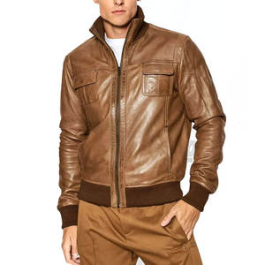 OEM New Casual <b>Leather</b> Boomber <b>Jacket</b> <b>Men</b> Custom Logo Design Wholesale Blank Pure <b>Leather</b> Plus Size <b>Men's</b> <b>Jackets</b> - Product Image 3