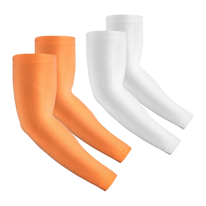 Nuevas Mangas Protectoras de Poliéster Sólido Premium UPF50+ de Tres Cuartos de Longitud, Color Naranja y Blanco, Protección Solar para Hombre, Varios Colores - Product Image 1