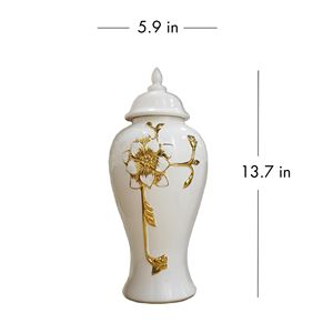 Vaso di porcellana in ceramica con effetto vapore barattolo di zenzero con Design fiore d'oro - Product Image 2