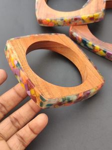 Stylish Resin Marble Wood Bangle Chunky <b>Stack</b> Daily Wear Party Festive Retro Vintage Lucite Cuff Acetate Statement <b>Bracelet</b> - Product Image 4