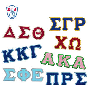 Customized Letter <b>Patches</b> Iron on Greek Letter Embroidered <b>Appliques</b> For DIY Demin Jacket Hoodies Garment trimmings - Product Image 1