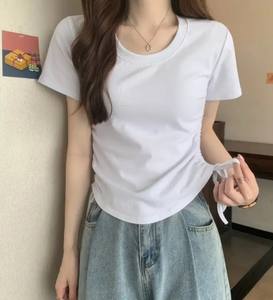 Camiseta Deportiva de Manga Corta para Mujer, Corte Ajustado, 100% Algodón, Secado Rápido, Antiarrugas, Antipilling, para Todas las Temporadas - Product Image 4