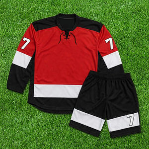Meilleur ensemble maillot et pantalon de hockey sur glace avec tissu anti-humidité, impression personnalisée, coutures durables et coupe athlétique confortable - Product Image 1