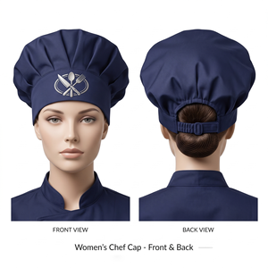 Casquette de chef unisexe de qualité supérieure, 65% polyester, 35% coton, tissu sergé imperméable, 200 GSM, bleu clair, impression numérique, dos élastique - Product Image 2