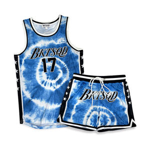 Conjunto de Camiseta y Pantalones Cortos de Baloncesto Tie Dye con Estampado Sublimado, Malla Transpirable, Unisex, para Adultos, Ropa Deportiva para Todas las Temporadas - Product Image 1
