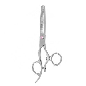 Ciseaux de coiffure professionnels ergonomiques pivotants pour gauchers, couleur argent, qualité supérieure, pour la coupe et l'éclaircissement des cheveux - Product Image 2