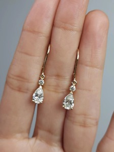 Elegant 1.58 Ct Lab Grown Diamond Stud <b>Earrings</b> 14K Solid Gold Pear Teardrop Engagement Wedding IGI Certified Gift Women - Product Image 3