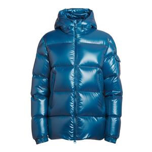 Veste matelassée à capuche unisexe en bleu sarcelle, manteau d'hiver en duvet imperméable, fermeture éclair sur le devant, couleur unie, coupe classique - Product Image 4