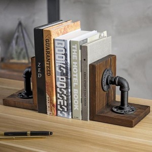 Wooden Eagle <b>Head</b> Bookends Set Of 2 Gold Plated Sculptural Design Traditional <b>Style</b> Decor For Home Office Display - Product Image 4