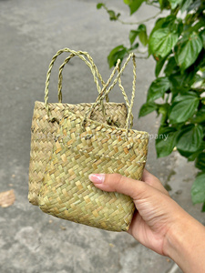 Sac Kete tissé en jonc de mer, sac Kete maori tissé, sac fourre-tout durable de petite taille, sac en lin tissé à la main, petite taille, fabriqué en usine au Vietnam - Product Image 3