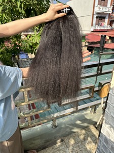Precio de fábrica Raw Sin procesar Kinky Straight Light Yaki Wave Birmano Rizado Virgen Cabello humano Trama Extensiones de cabello Remy - Product Image 3