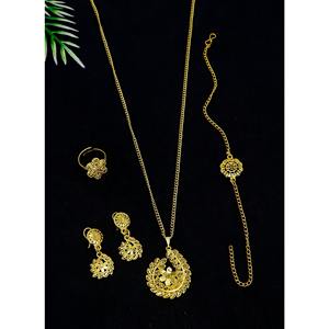 ชุดเครื่องประดับสำหรับงานแต่งงานของเจ้าสาวดูไบชุบทองได้แรงบันดาลใจจากอินเดียสำหรับเด็กผู้หญิงชุดเครื่องประดับสำหรับเด็กผู้หญิงน้ำหนักเบาทั้งชุด - Product Image 4