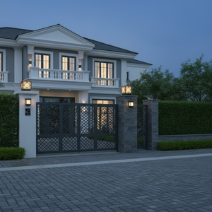 Traditional Scroll LED Gate <b>Pillar</b> <b>Light</b> Vietnam CM Decor Outdoor Villa Garden Black E27 IP65 Metal Pier Mount AC 220V 12 inch - Product Image 6