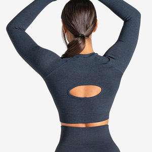 Camiseta de Yoga para Mujer, Elástica en Cuatro Direcciones, Transpirable, de Secado Rápido, Ropa Deportiva para Fitness, Ejercicio, Gimnasio, Sin Costuras, Suave - Product Image 2
