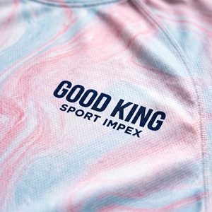 Conjunto de Sudadera y Pantalones Anchos con Estampado de Mármol Pastel para Hombre, Sudadera con Capucha Sublimada con Remolinos Rosa y Azul, Pantalones de Pierna Ancha con Estampado de Algodón de Azúcar, Texto Azul Marino - Product Image 6