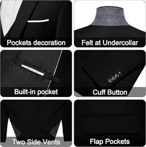 Trajes de Negocios de 3 Piezas para Hombre, Color Negro, Estilo Británico, Corte Entallado, Chaleco y Pantalones de Una Sola Fila de Botones, Antiarrugas - Product Image 4