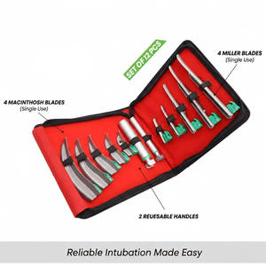 Juego de 12 Laringoscopios de Fibra Óptica con Hojas Macintosh y Miller, 2 Mangos Reutilizables, Kit de Intubación Profesional de Grado Médico - Product Image 3