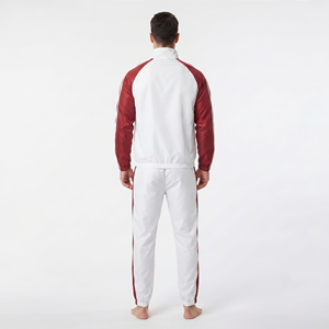 Conjunto Deportivo de Nylon para Hombre, Chaqueta Cortavientos y Pantalones Deportivos a Juego para Correr y Uso Diario con Combinación Moderna en Blanco y Rojo - Product Image 4