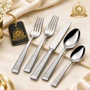 Ensemble de couverts modernes en acier inoxydable argenté, cuillère, fourchette, couteau à manche carré, vente en gros pour hôtels et restaurants - Product Image 2