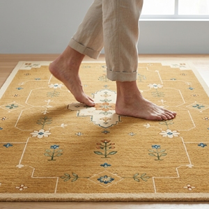 Alfombra Tradicional Floral Hecha a Mano con Técnica Tufted, Alfombra de Lana Personalizada para Sala de Estar, Dormitorio, Hotel, Precio al por Mayor Directo de Fábrica - Product Image 1