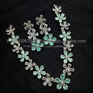 Ensemble de bijoux de mariée en diamant américain classique Collier et boucles d'oreilles en deux pièces pour mariage Style classique à la mode - Product Image 2