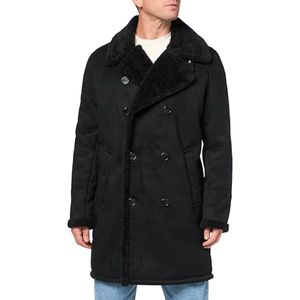 Abrigo Largo de Lana Negro para Mujer, con Cuello y Puños de Piel Gruesa, Ropa Exterior Informal de Invierno - Product Image 1