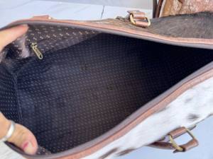 Nouveauté : Sac de voyage en cuir de vachette à poils, sac de voyage multi-usages, sac de voyage fait main en cuir de vachette à poils, sac unisexe - Product Image 6