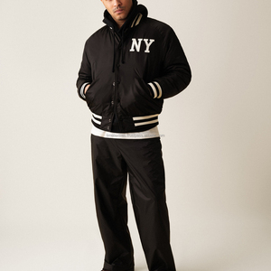 Blouson Bomber Unisexe en Satin de New York, Imperméable et Coupe-Vent, 100% Soie, Style Rétro Universitaire - Product Image 3