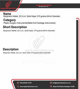 Martillo Ortopédico Quirúrgico Bergmann de 22.5 cm con Cabeza Sólida, 570 g, 40 mm de Diámetro, Acero Inoxidable - Product Image 5