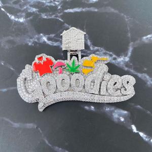 Iced <b>Chain</b> Pendant Men's Jewelry 925 Sterling Silver Solid Gold Plated VVS Clarity Letter <b>Name</b> Hip Hop Custom Moissanite Claw - Product Image 1