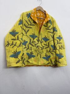 Chaqueta Suzani de Algodón TNT con Bordado Floral Verde Bohemio de Doble Pieza, Cuello Mandarín, Hecha a Mano, Étnica, para Invierno, Resistente al Viento y Gruesa - Product Image 2