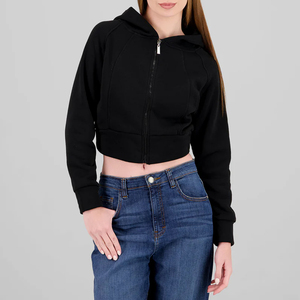 OEM Women Cropped <b>Zip</b> Hoodie Custom Made Fashion Design Breathable Soft Fabric High Quality Production At Reasonable Price - Product Image 1