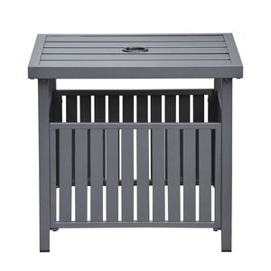 Outdoor Leisure Square Steel Bistro Dining <b>Table</b> with <b>Umbrella</b> Hole Patio Coffee <b>Table</b> for Porch Backyard Garden - Product Image 2