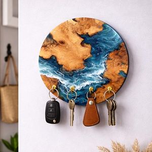 Luxury Wooden Wall <b>Key</b> Organizer with Premium Metal Hooks for Modern Homes - Product Image 1