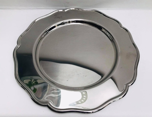 Luxury Round Metal <b>Decorative</b> Serving Tray with Scalloped Edge for Wedding Dining Table Home <b>Restaurant</b> <b>Decor</b> - Product Image 2