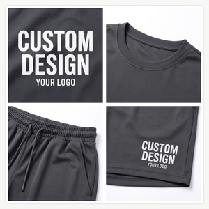 Conjunto de Camiseta y Pantalones Cortos Deportivos Personalizados para Hombre, de Secado Rápido, Poliéster y Elastano, Corte Holgado, Cuello Redondo, Impresión Serigráfica, para Verano - Product Image 3