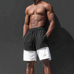 Shorts de sport double couche pour homme, taille à cordon, athlétiques, 2 en 1, 100% polyester - Product Image 1