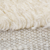 Tapis en laine DECORDEC, style moderne, tufté à la main, couleur ivoire, avec bordure géométrique beige, poils moyens, antidérapant, écologique