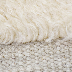 Tapis en laine DECORDEC, style moderne, tufté à la main, couleur ivoire, avec bordure géométrique beige, poils moyens, antidérapant, écologique - Product Image 4