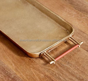 Plateau de service carré en laiton naturel, durable, fait main, moderne, taille personnalisable, par Artisan Craft - Product Image 3