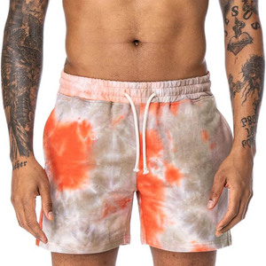 Pantalones Cortos Casuales de Verano para Hombre, Diseño Tai Dye Naranja Personalizado, Cómodos, de Algodón, Secado Rápido, con Lentejuelas, Cordón Ajustable Lateral, 2026 - Product Image 1