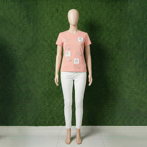 T-shirt rose à col rond, grande taille, motif uni, vêtements décontractés pour femmes, automne, coton/fibre de bambou, écologique, respirant, séchage rapide - Product Image 2