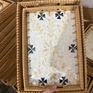 Modern Quality Plastic Rattan Woven <b>Rectangular</b> Minimalist Customized Color Fruit Storage <b>Basket</b> Serving Tray Home Kitchen - Product Image 1