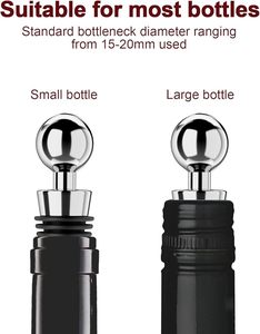 จุกปิดขวดไวน์สแตนเลสขนาด 95 มม. พร้อมซีลยางและดีไซน์หัวบอล - Product Image 2