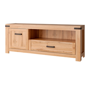 Moderno y Lujoso Soporte de TV Rústico de Madera Maciza con Cajón de Almacenamiento y Gabinete para Sala de Estar, Montaje en Suelo, 50-54 Pulgadas - Product Image 1