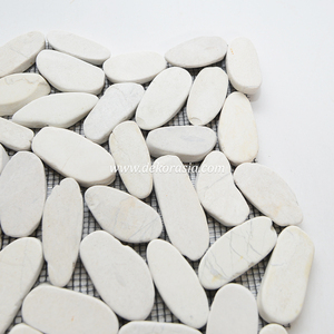 Premium Decorative White <b>Stone</b> Pebble Slice Tiles for Outdoor Garden <b>Landscaping</b> and Modern Home Decor - Product Image 4