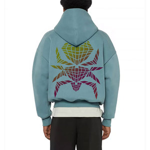 Sweat à capuche unisexe oversize en polaire avec imprimé araignée, double fermeture éclair, épaules tombantes, écologique, respirant, avec poche - Product Image 3